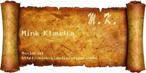 Mink Klaudia névjegykártya
